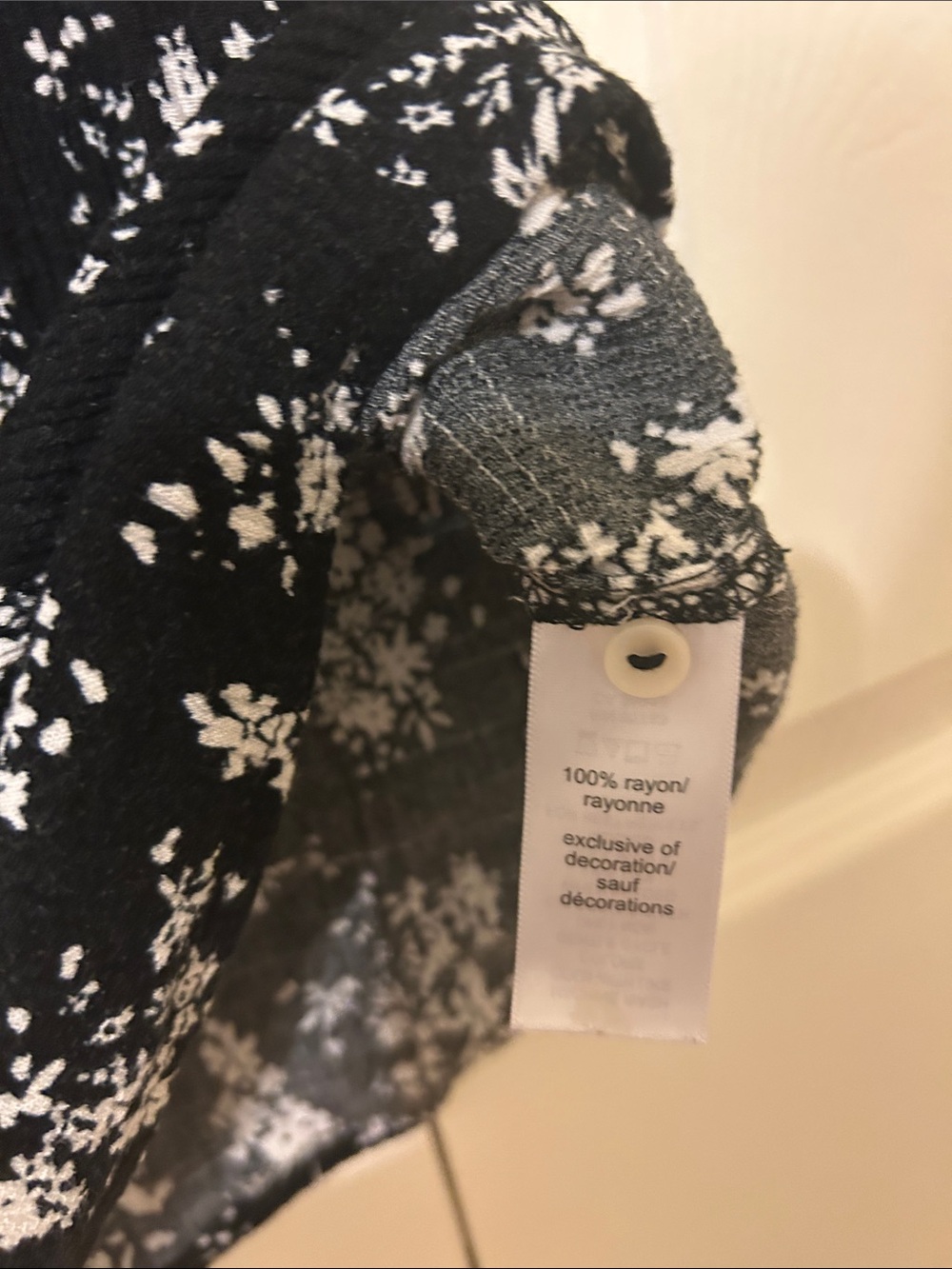 Maurices Black and White Floral Button-Front Ruffle Sleeve Top - Picture 3 of 4